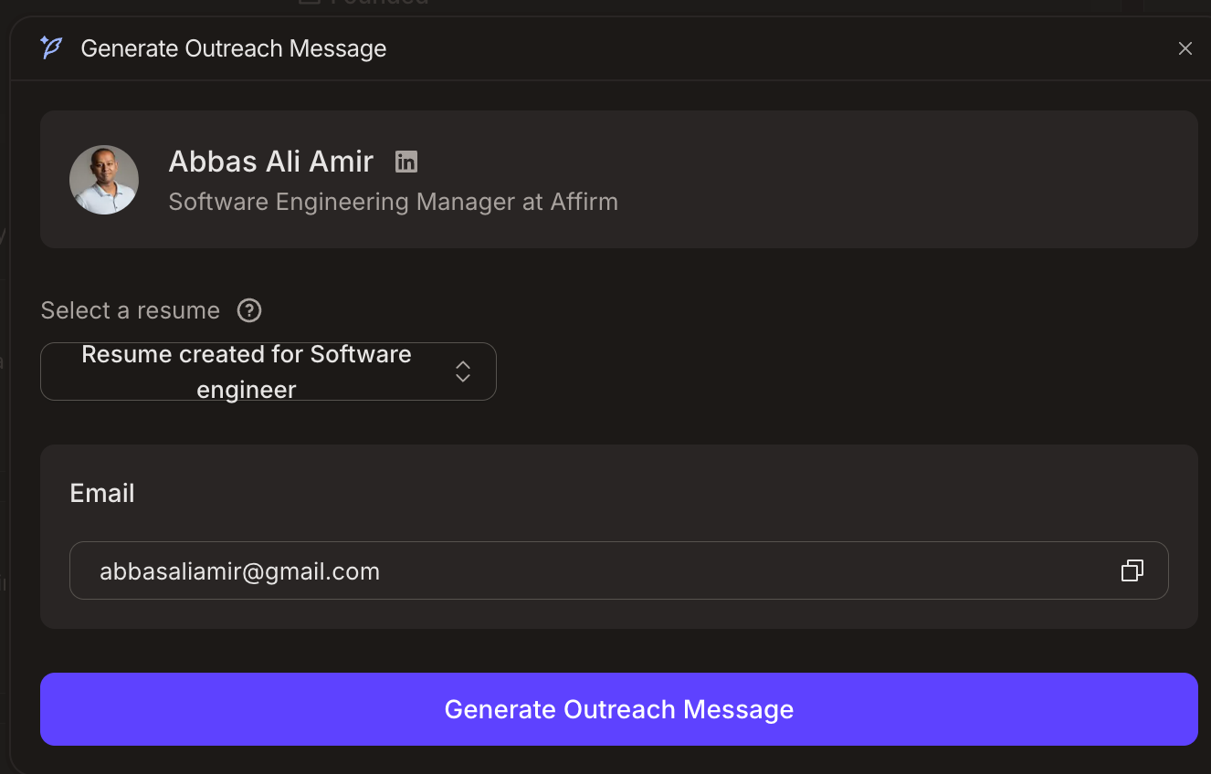 Email of contact at company