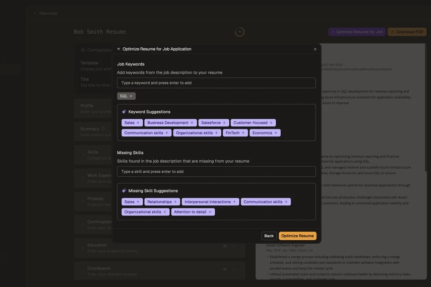 ATS resumes optimized for any job using AI