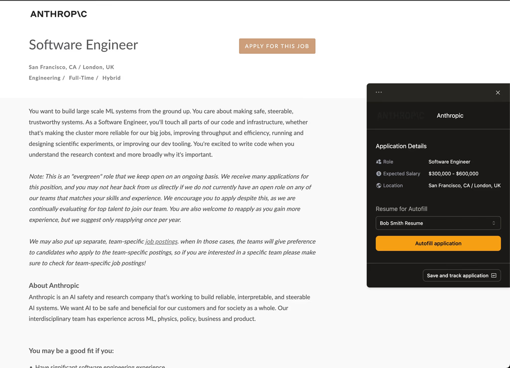 Use Canyon's chrome extension to save any job with one click