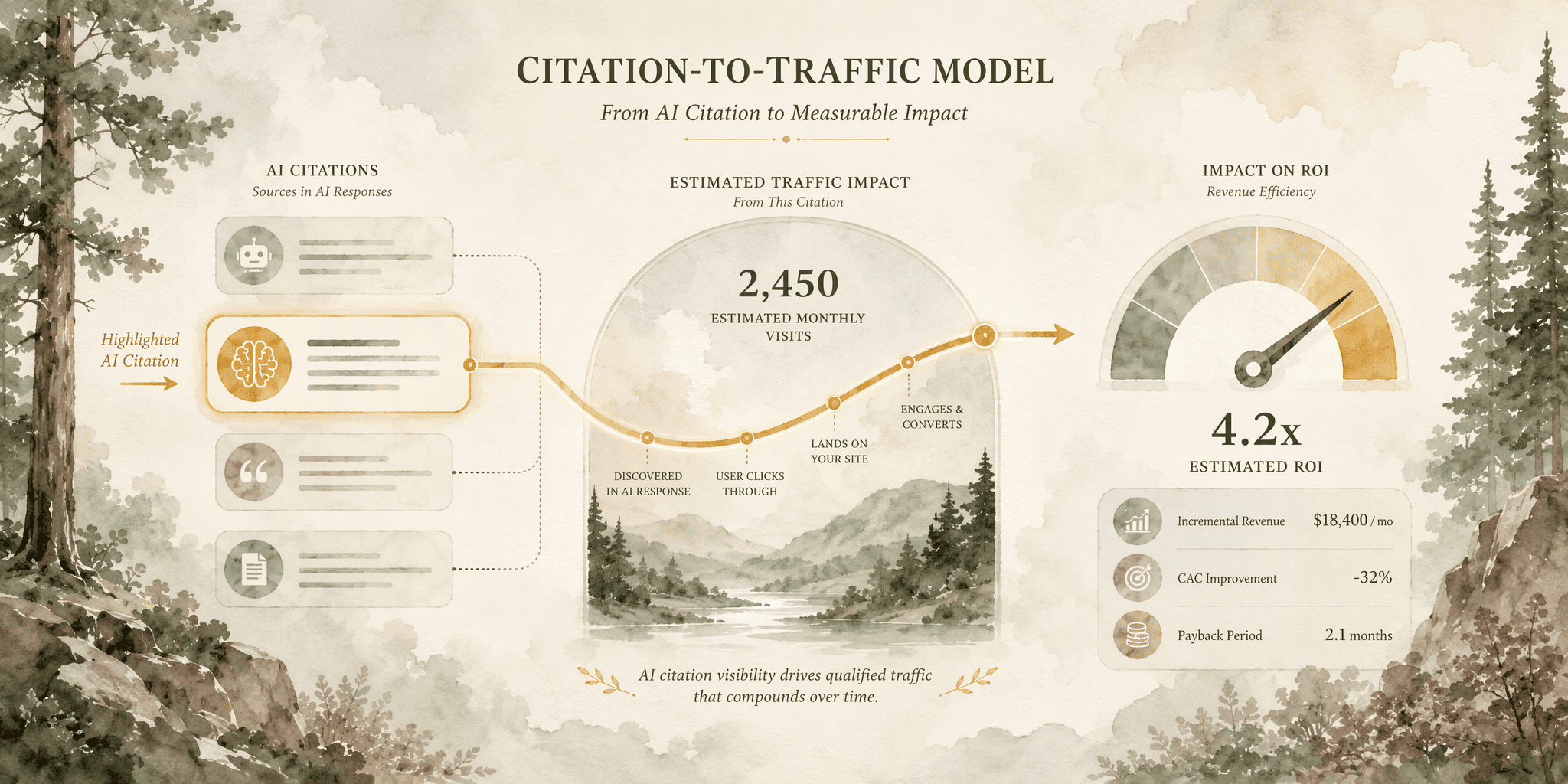 Illustration for 3. Profound, Granular Citation-to-Traffic Modeling for Enterprise