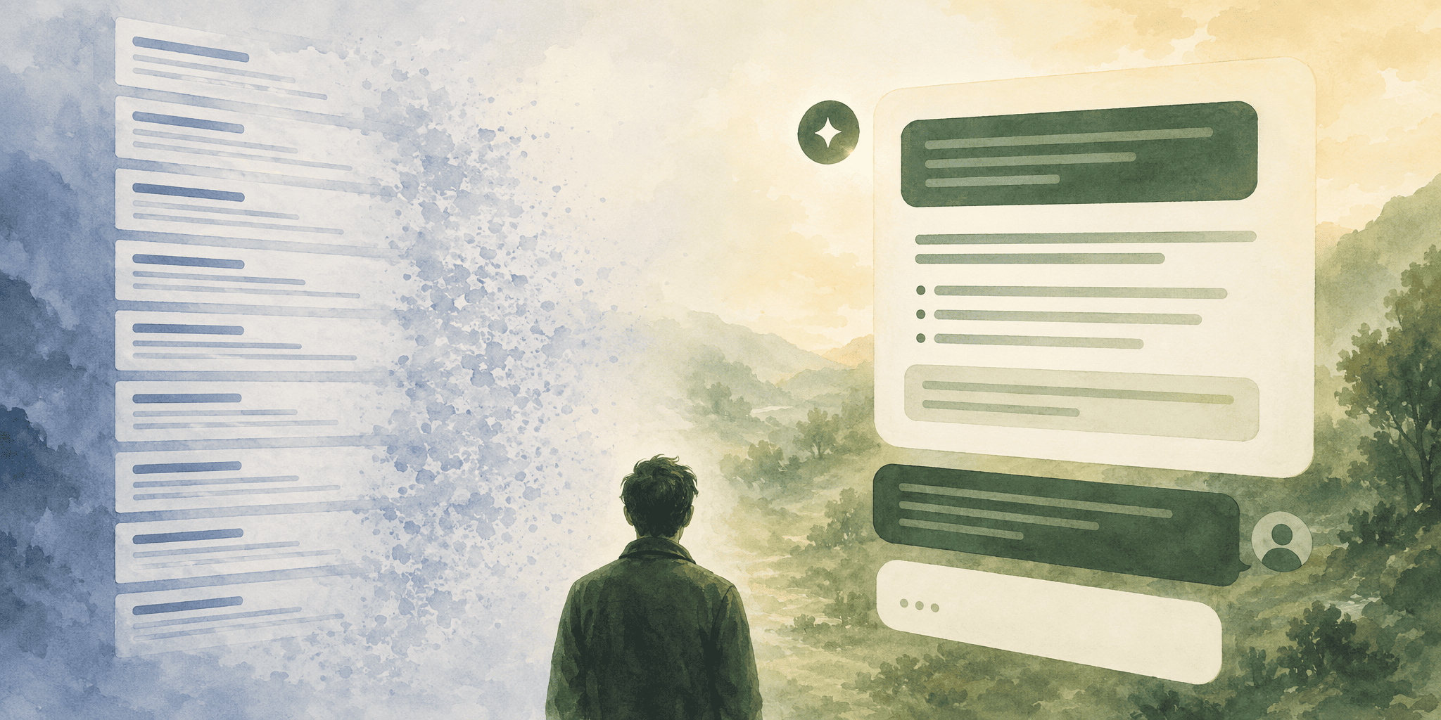 Illustration for Step 1: Map the Macro Shift in Search, From 10 Blue Links to AI Overviews and Chat