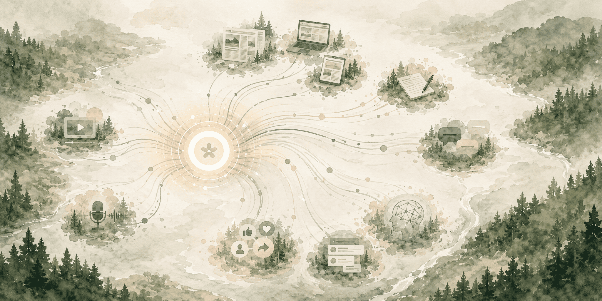 Illustration for 5. Mention, Broad Media and Social Monitoring with Emerging AI Answer Tracking