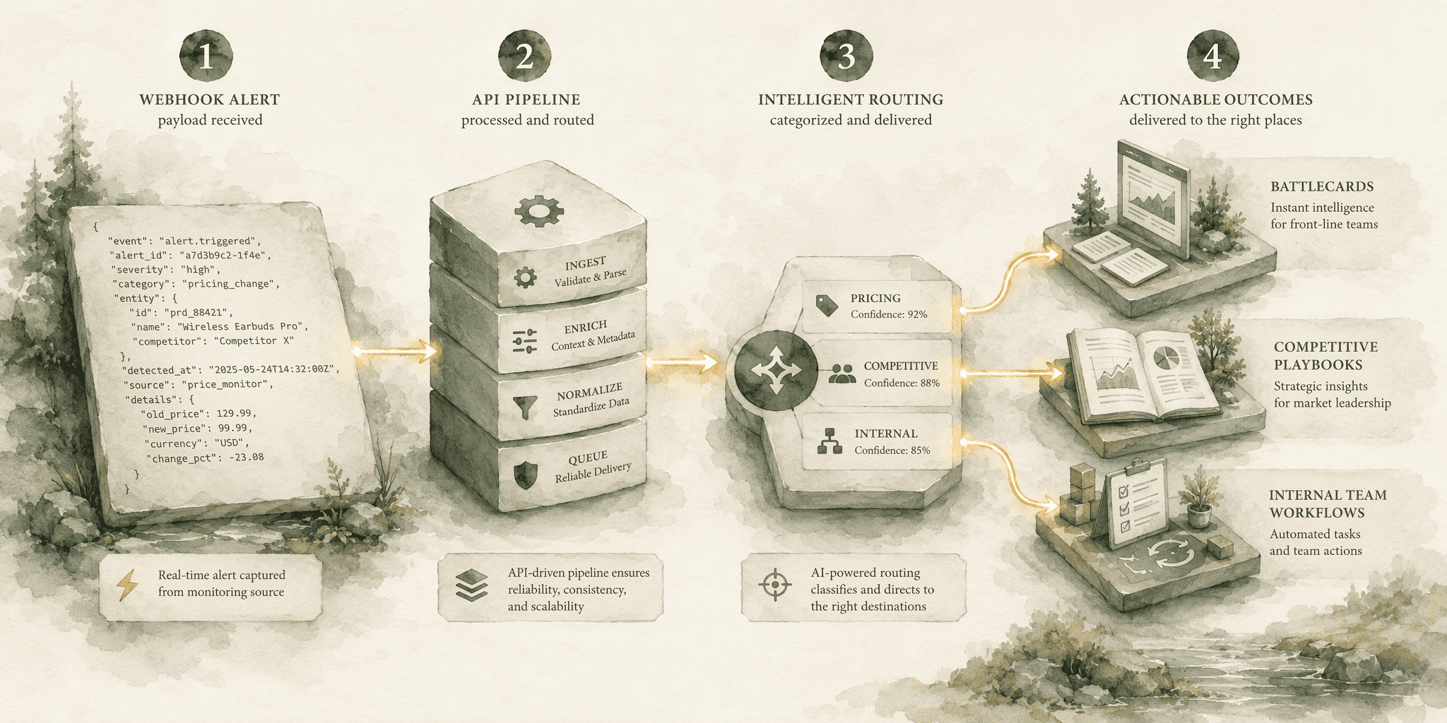 Illustration for Step 6: Automate Action with Battlecards, API Workflows, and Competitive Playbooks