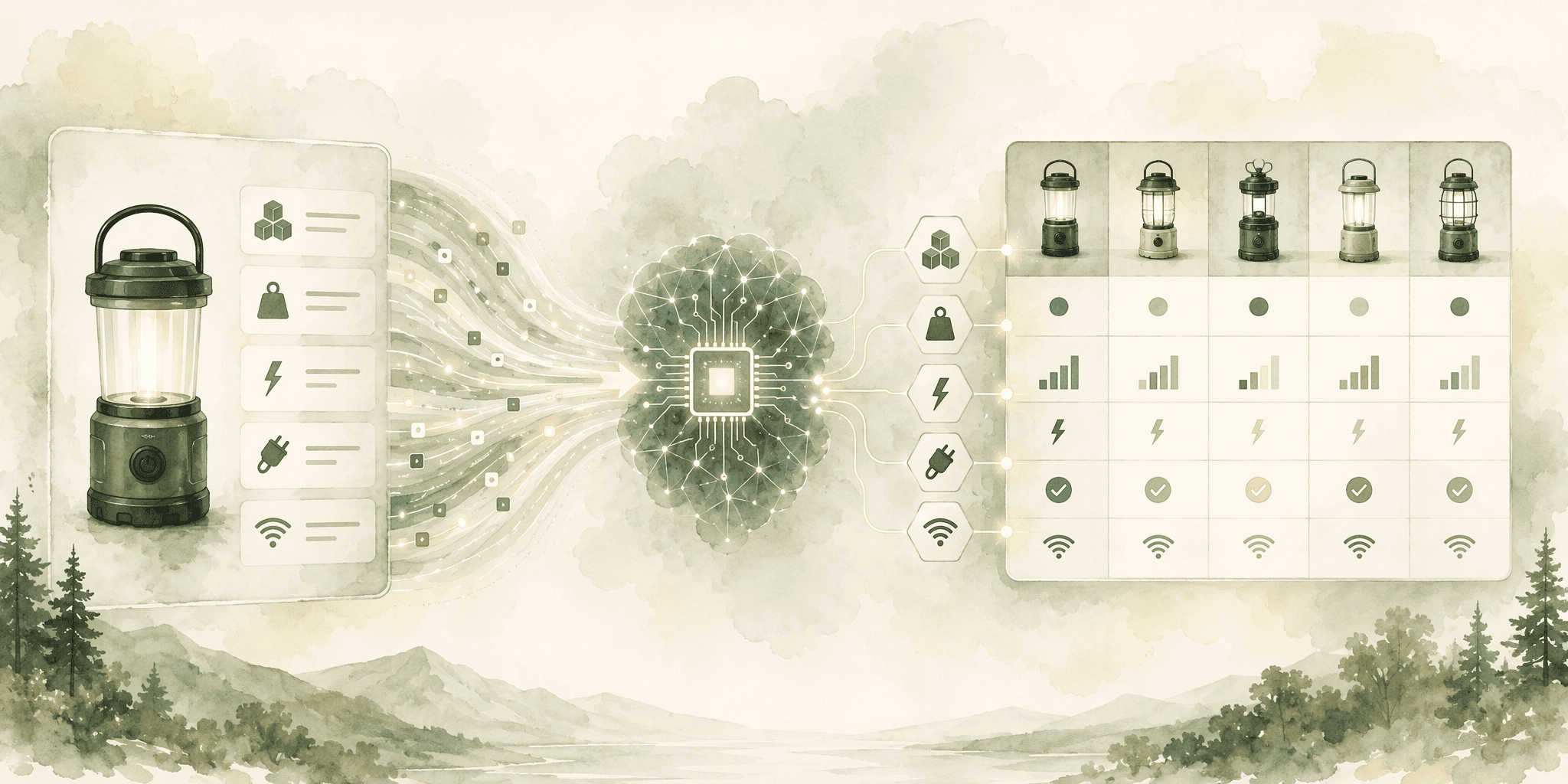 Illustration for 6. Thorough Product Feeds (Google Merchant Center Next), Fueling AI Comparison Tables