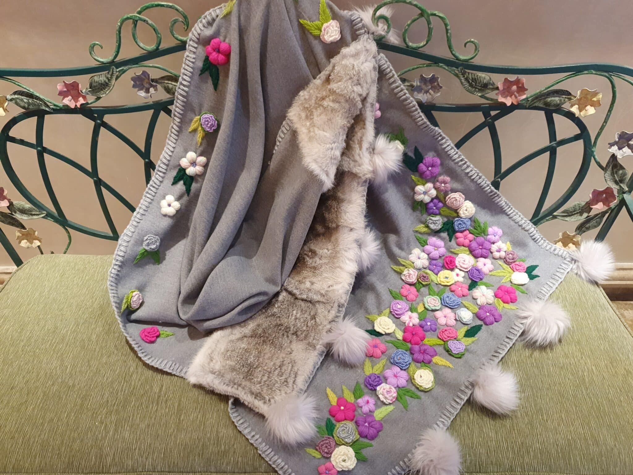 شال شتوي صوف — رمادي فاتح (جاردن) — Shawl — Winter Wool, Light Grey (Garden)