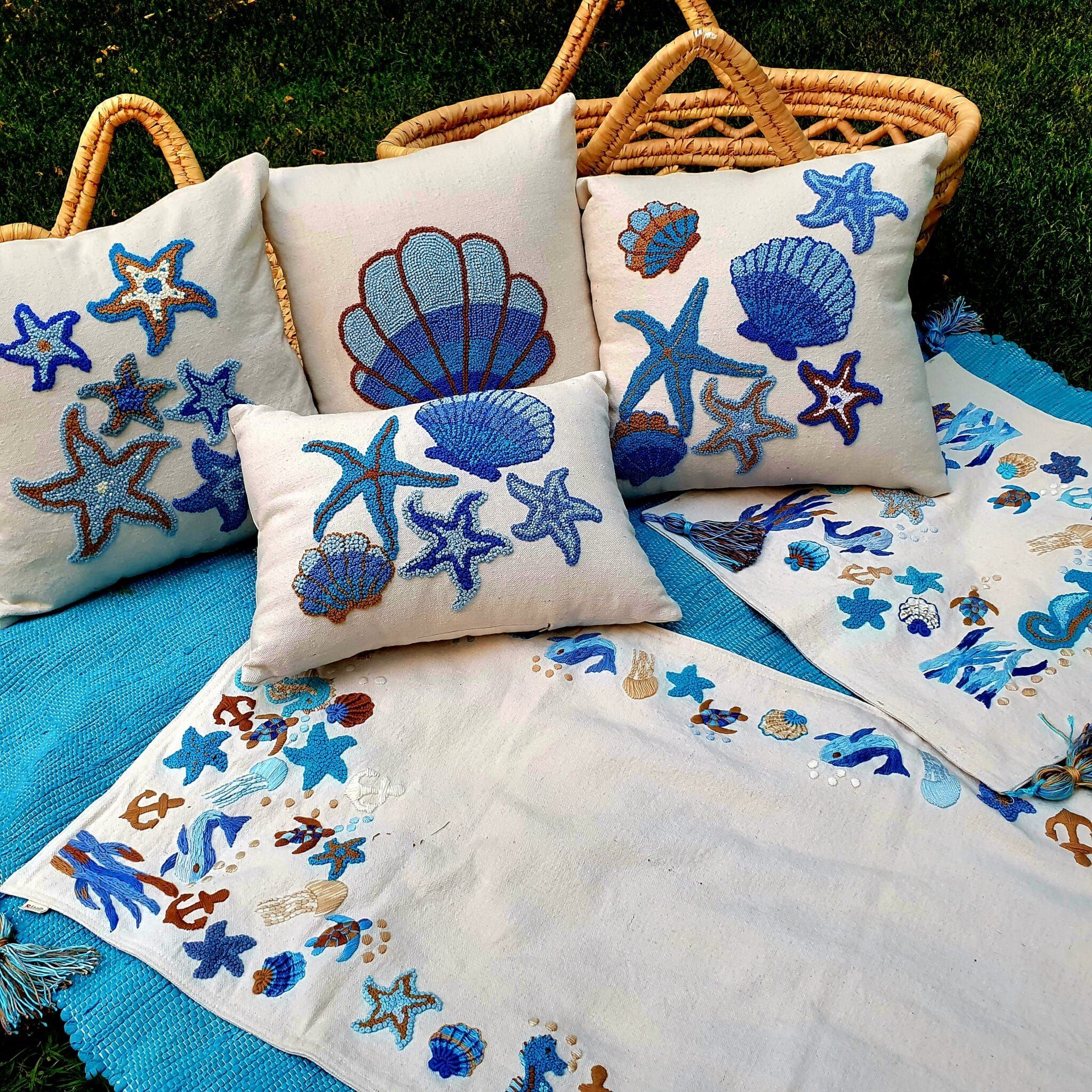 مفرش — Beach House Blue Collection Or Square One — Runner — Beach House Blue Collection Or Square One