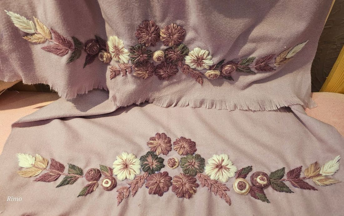شال — Flowers Applique On 2 Sides .Lavender — Shawl — Flowers Applique On 2 Sides .Lavender (4)
