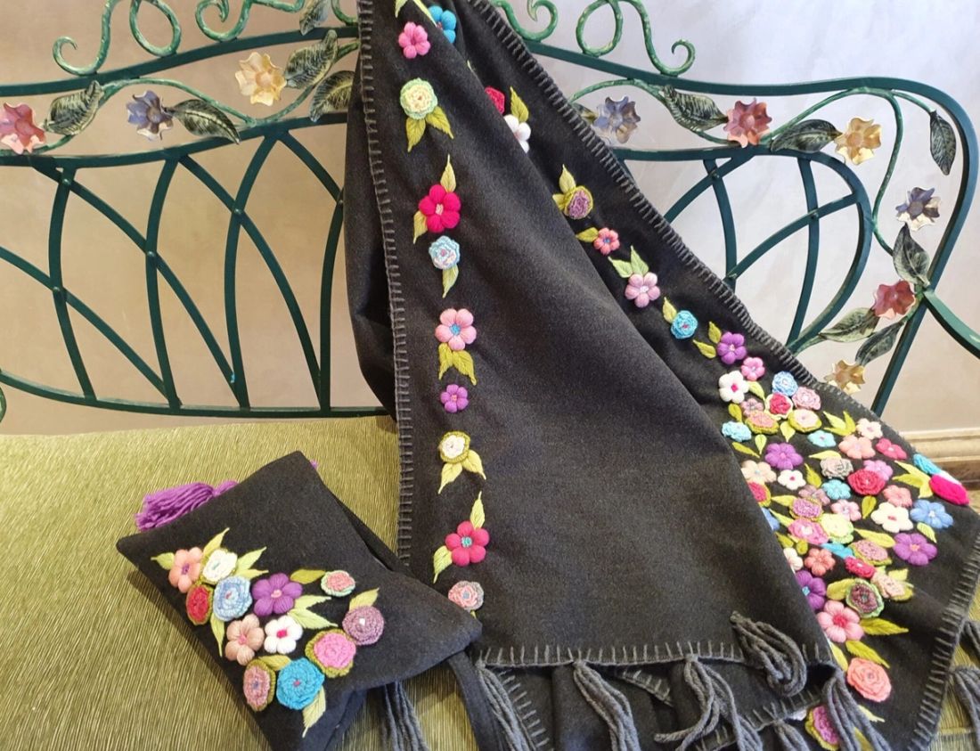 شال — Wool Winter Grey Garden Design — Shawl — Wool Winter Grey Garden Design (1)