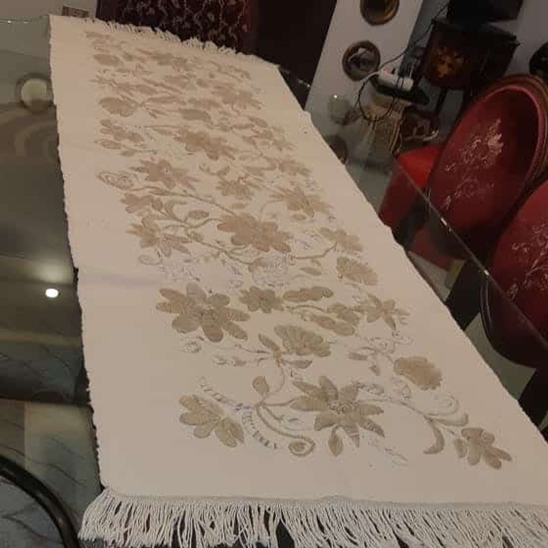 مفرش — Off-White Handmade Fabric — Runner — Off-White Handmade Fabric (3)