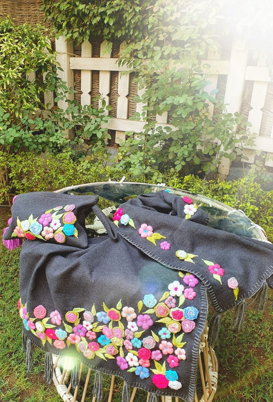 شال — Wool Winter Grey Garden Design — Shawl — Wool Winter Grey Garden Design (2)