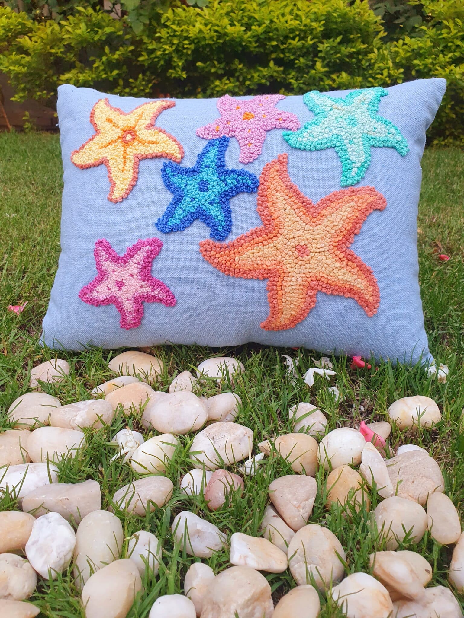 وسادة — Light Blue Colorful Sea Stars Cushions — Cushion — Light Blue Colorful Sea Stars Cushions