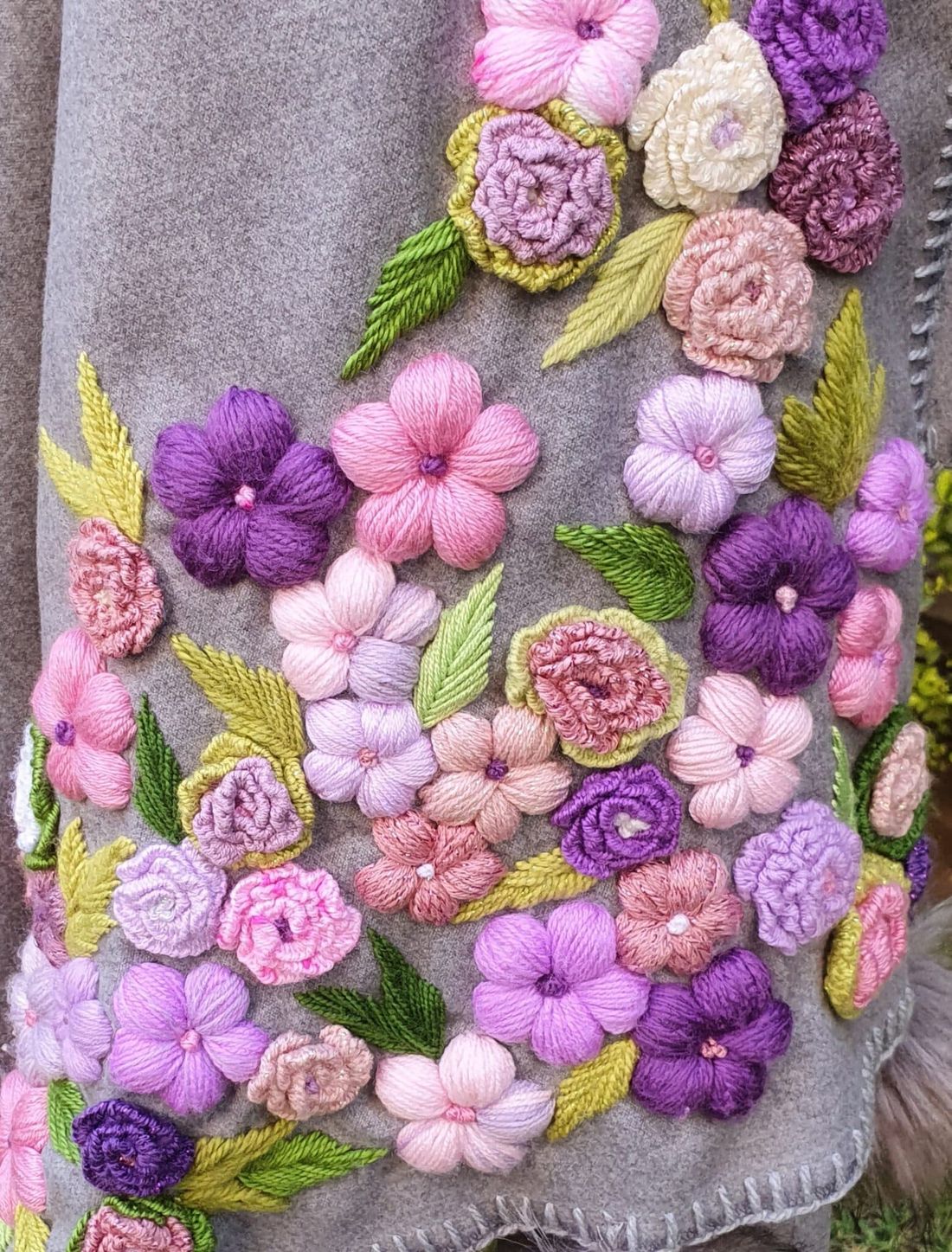 شال شتوي صوف — رمادي فاتح (جاردن) — Shawl — Winter Wool, Light Grey (Garden) (5)