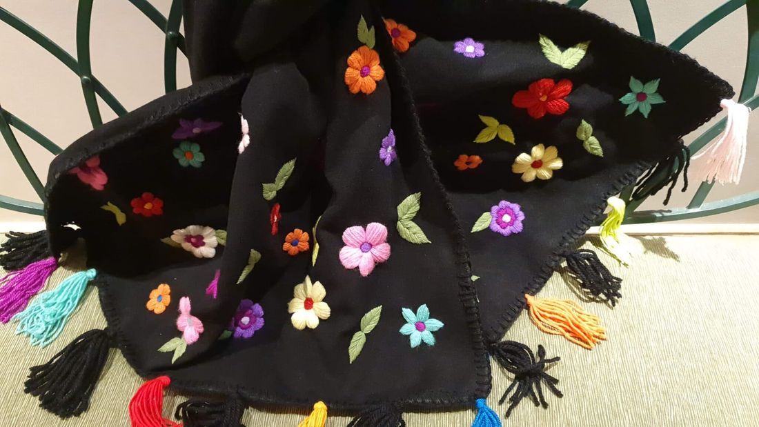 شال شتوي — ورود ألوان — Shawl — Winter Colorful Flowers (3)