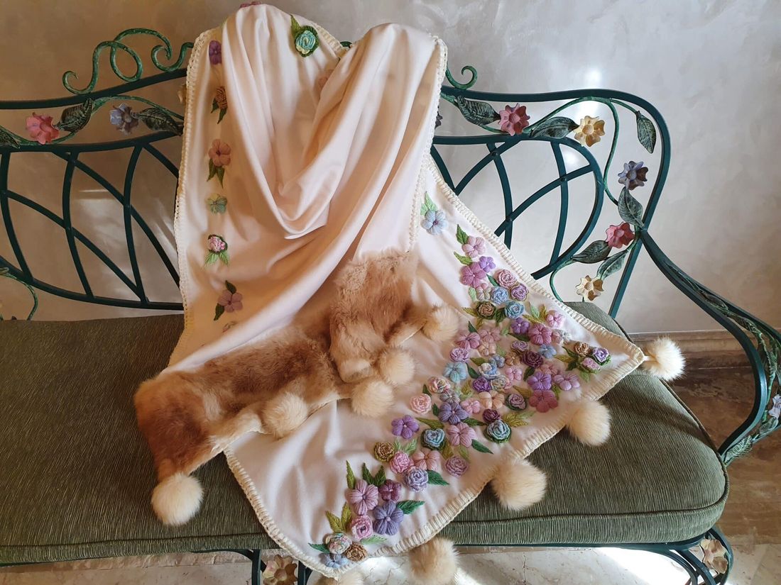 شال شتوي صوف — رمادي فاتح (جاردن) — Shawl — Winter Wool, Light Grey (Garden) (4)
