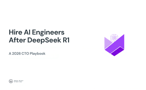 Witarist hero illustration: hire AI engineers in India after DeepSeek R1 — a 2026 CTO playbook.