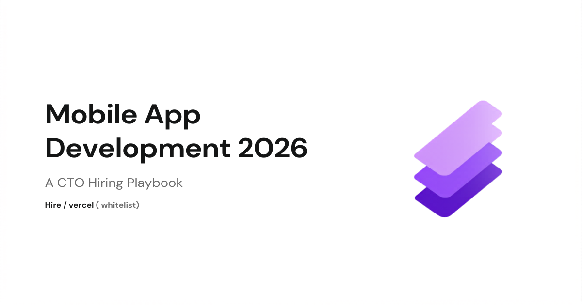 Witarist Mobile App Development 2026 CTO Hiring Playbook hero — purple gradient on white