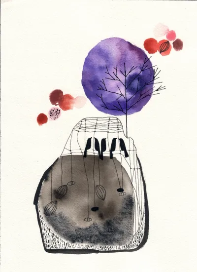 Arbre caillou bâillant aux corneilles