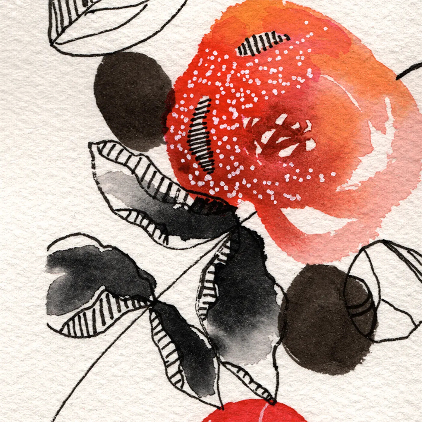 Roses rouges et feuilles noires — Matière