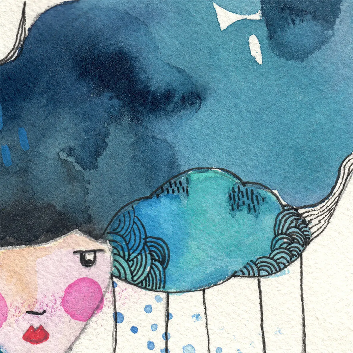 Femme sous la pluie — détail 4