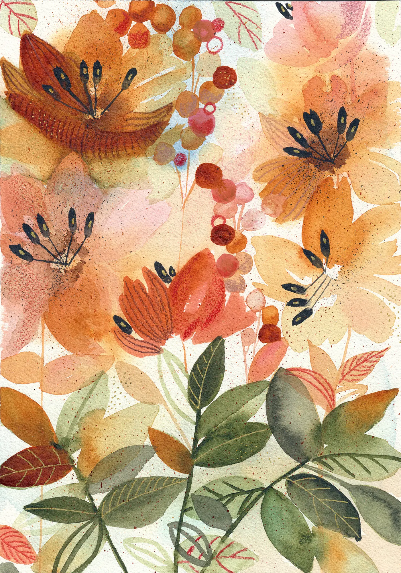 Composition florale ocre
