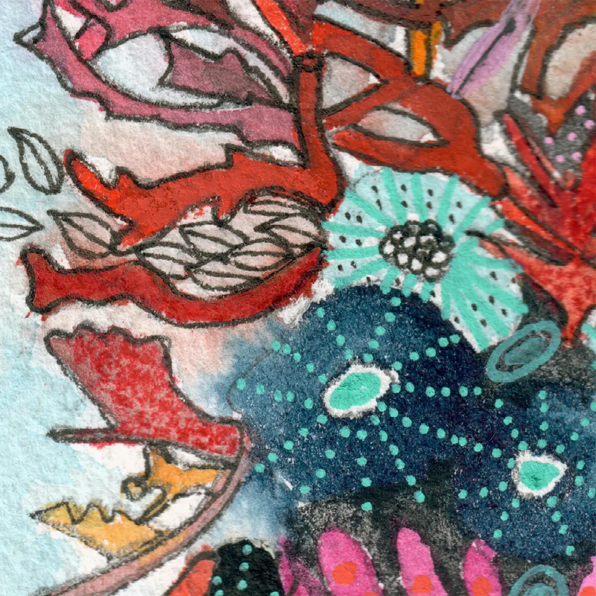 Femme corail — détail 3