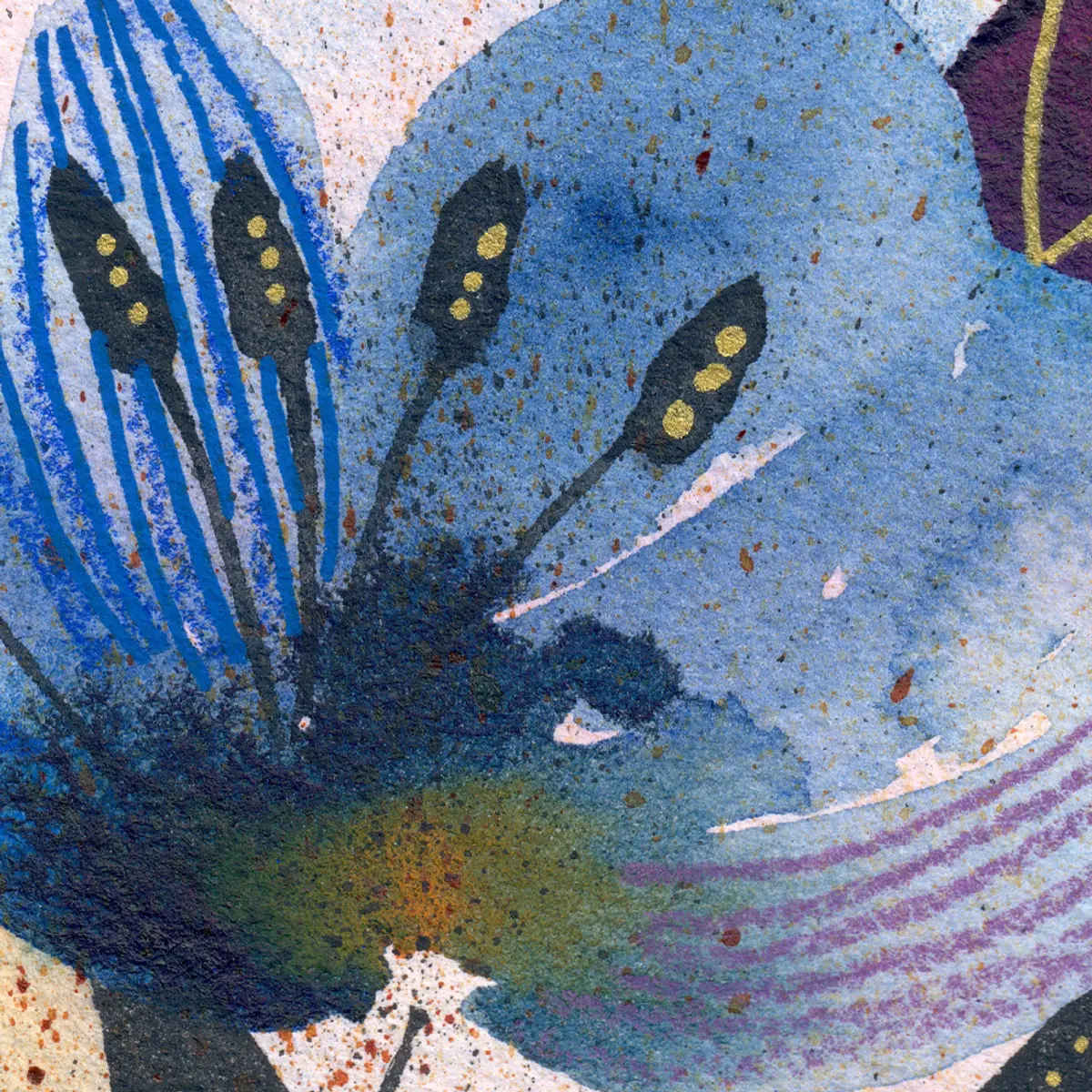 Composition florale bleue — détail 3