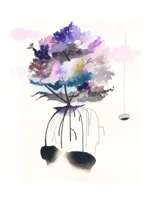 Arbre racines violet