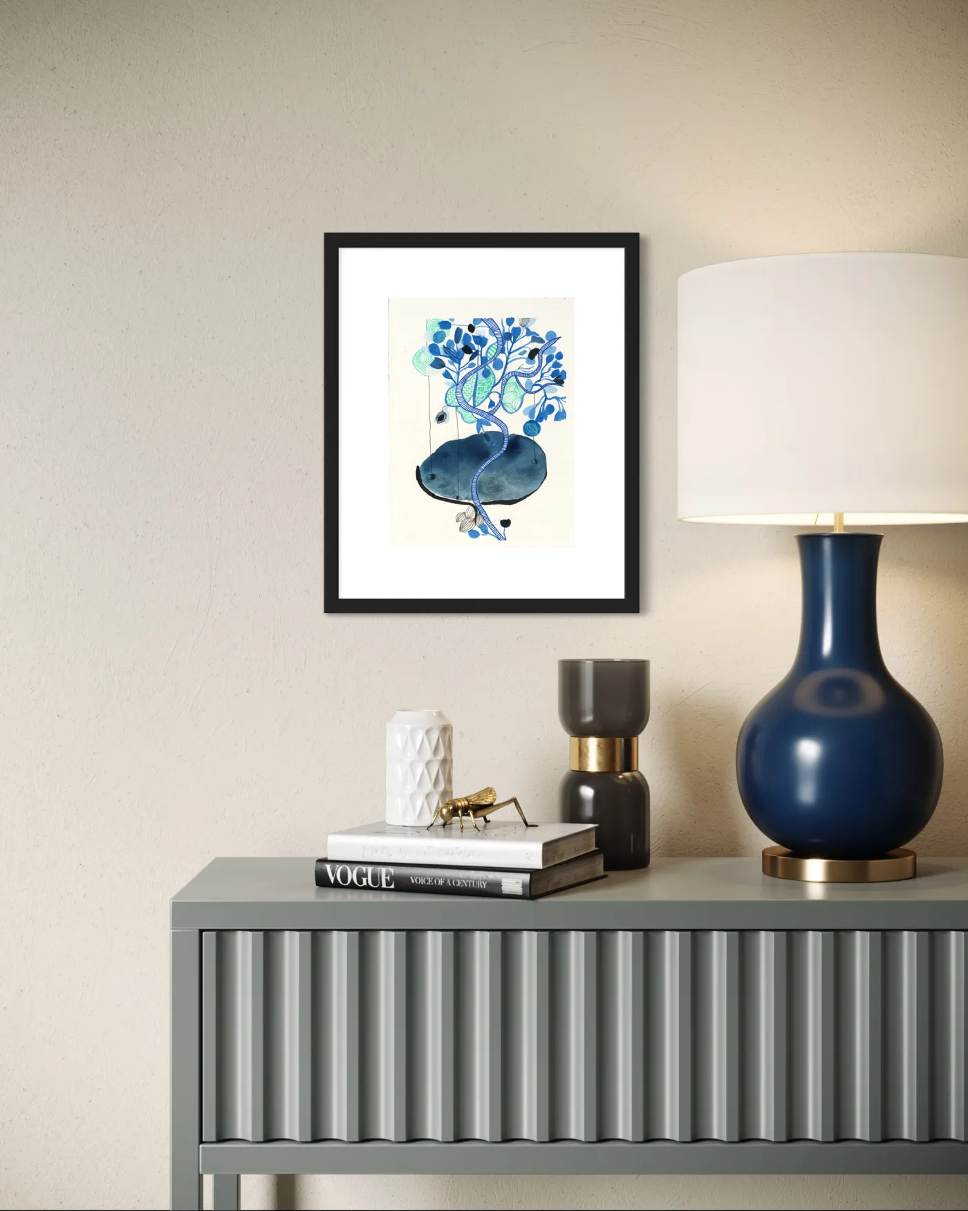 Arbre caillou fleurs bleues — vue 5
