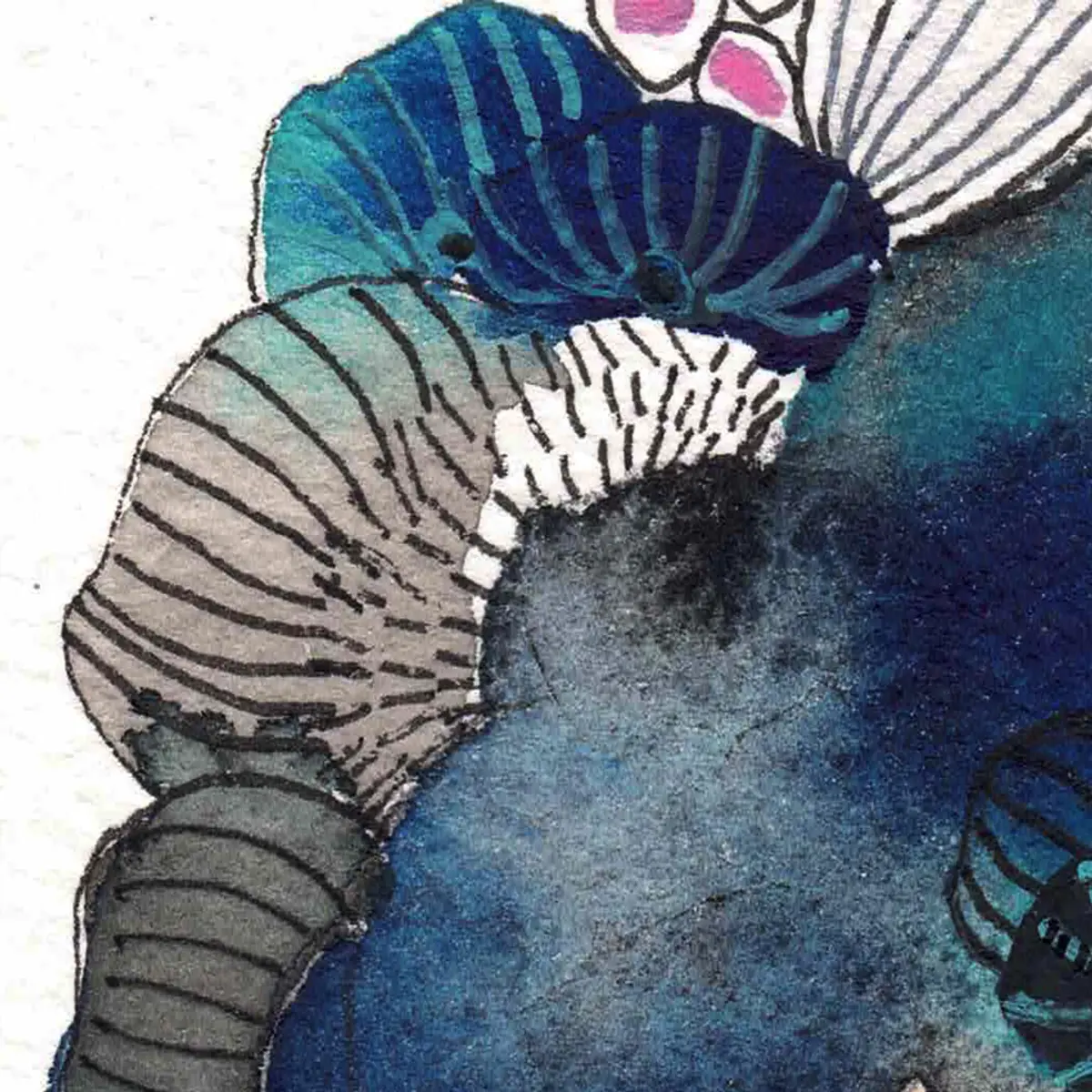 Femme corail et oursins — détail 2