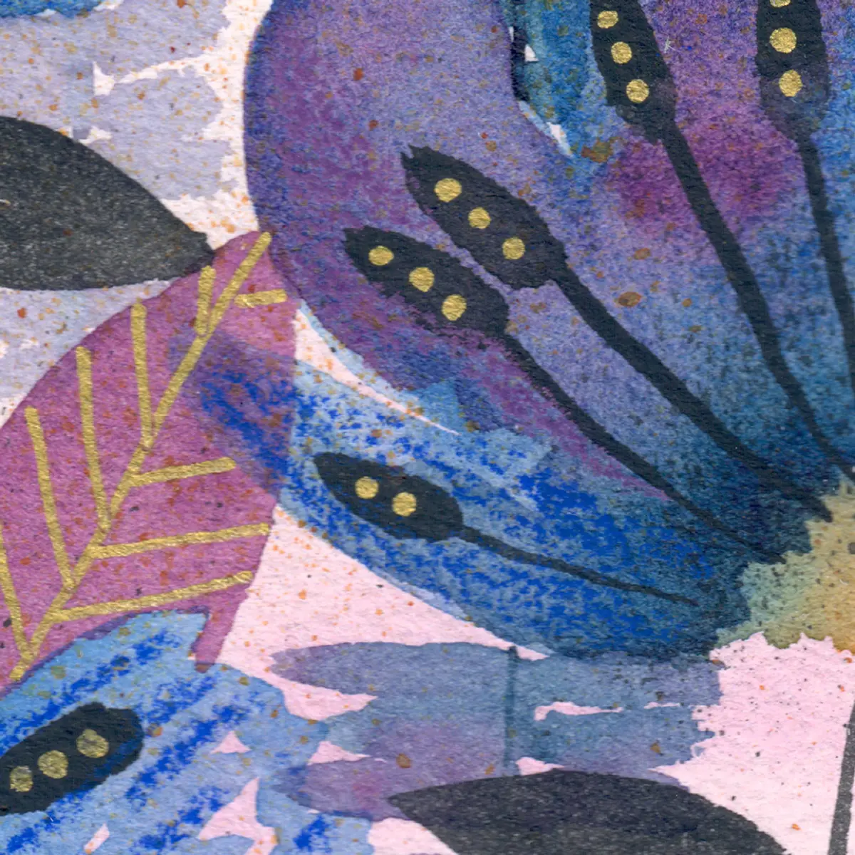 Composition florale bleue — détail 4