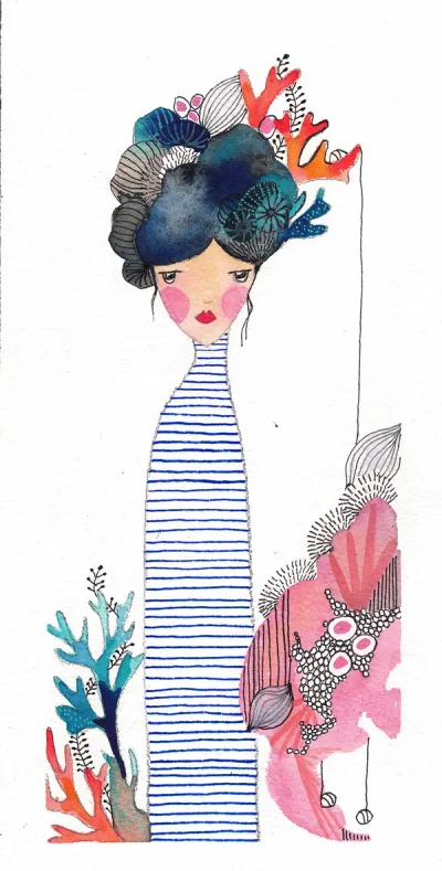 Femme corail et oursins