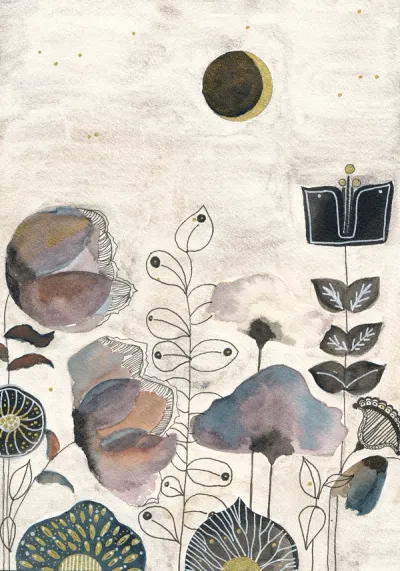 Fleurs et Lune noires