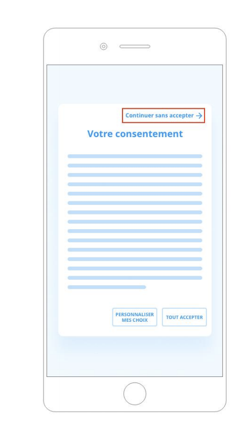 Consentement du Continuer sans accepter