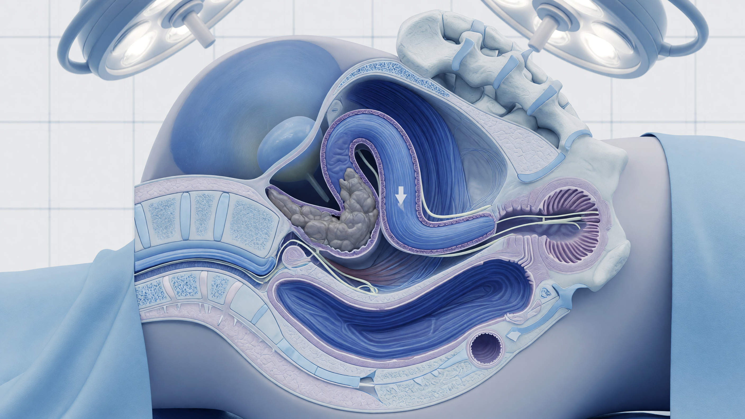 Illustration showing how pelvic floor dysfunction affects bowel movements and rectal muscles