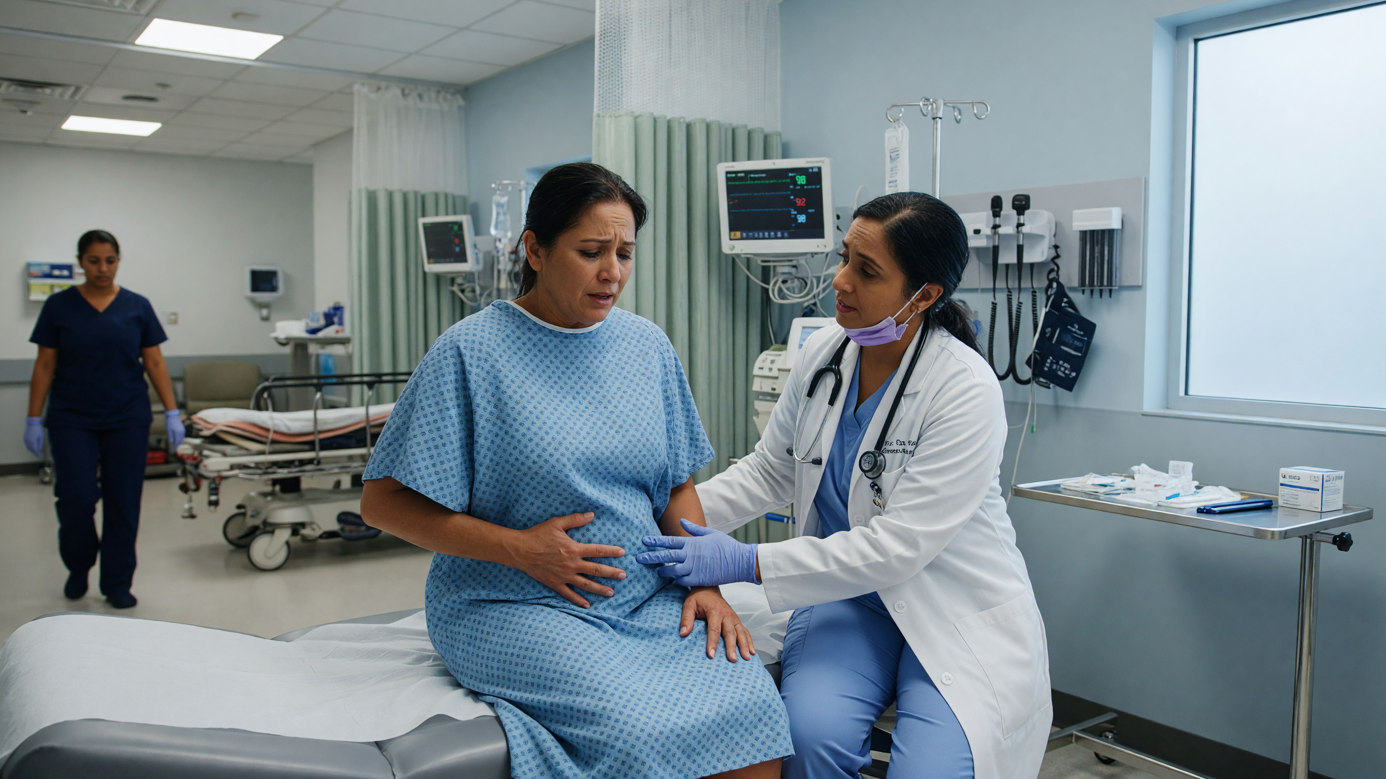 Doctor examining patient with abdominal pain illustrating what happens if appendicitis is ignored