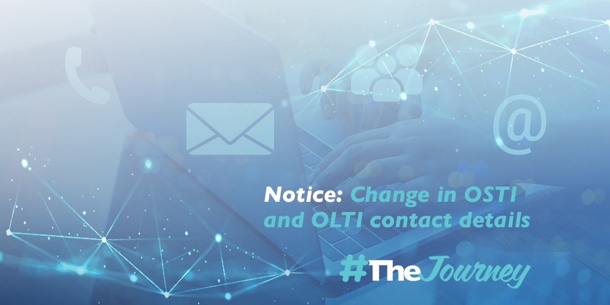 Notice: Change in OSTI and OLTI contact details