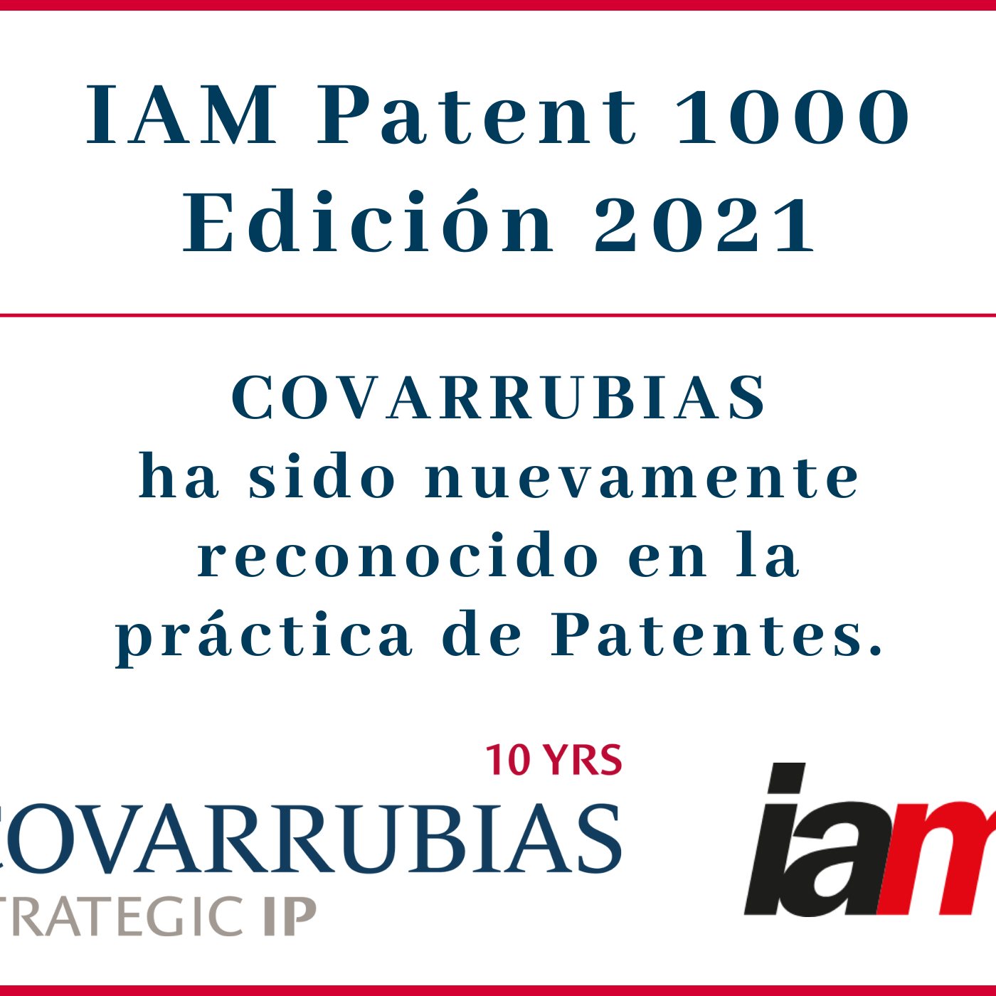 Covarrubias ha sido destacada en patentes por IAM Patent 1000