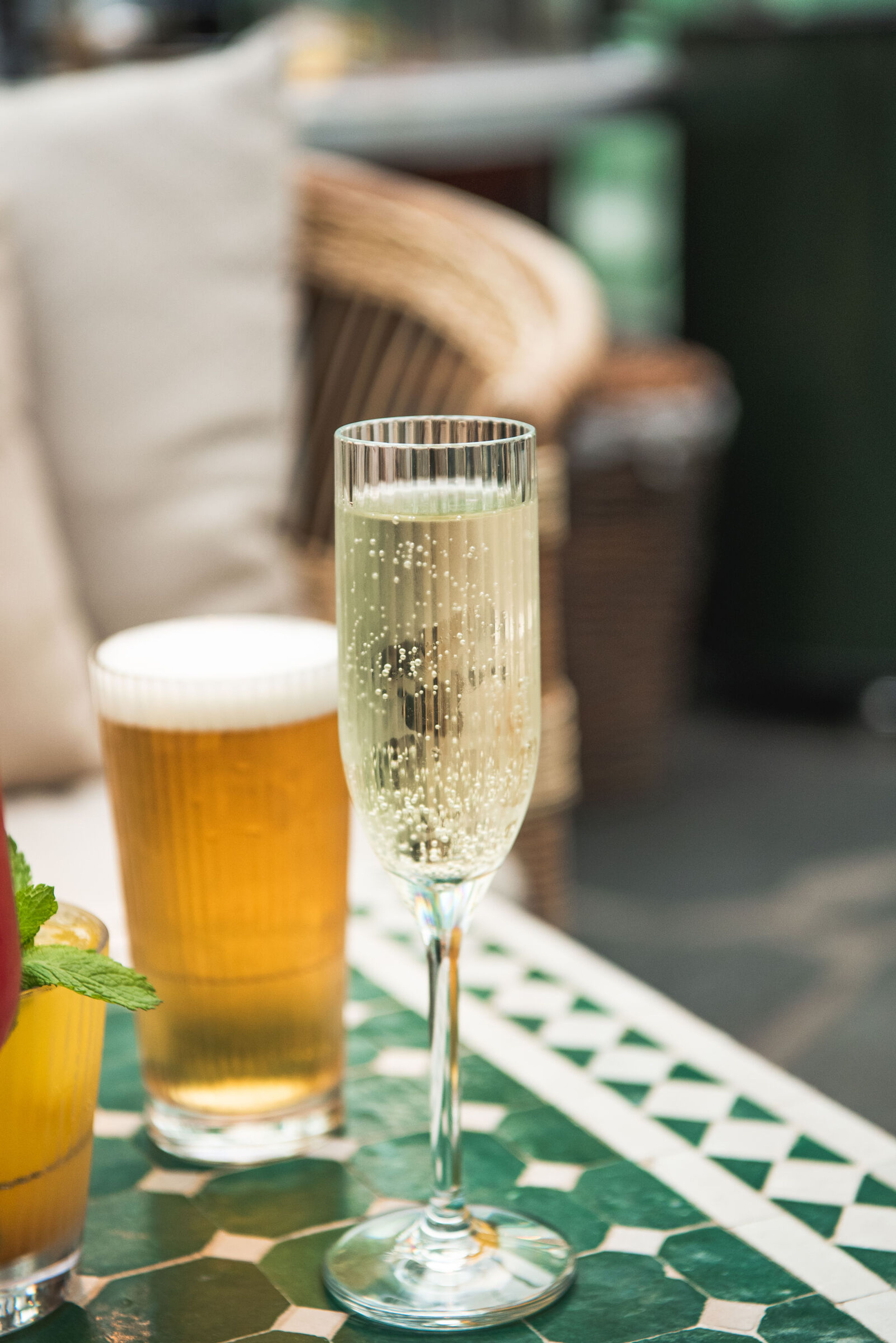 Stripe Champagne Flute and Highball glass at Lounge