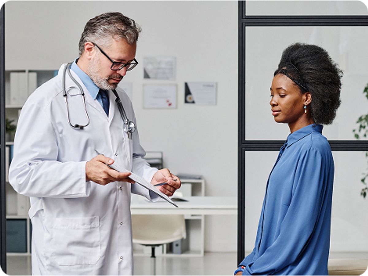 A doctor explains options to a patient