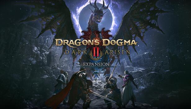 Dragon's Dogma 2: Dark Arisen expansion official Steam art, the party beneath a spectral dragon (Capcom)