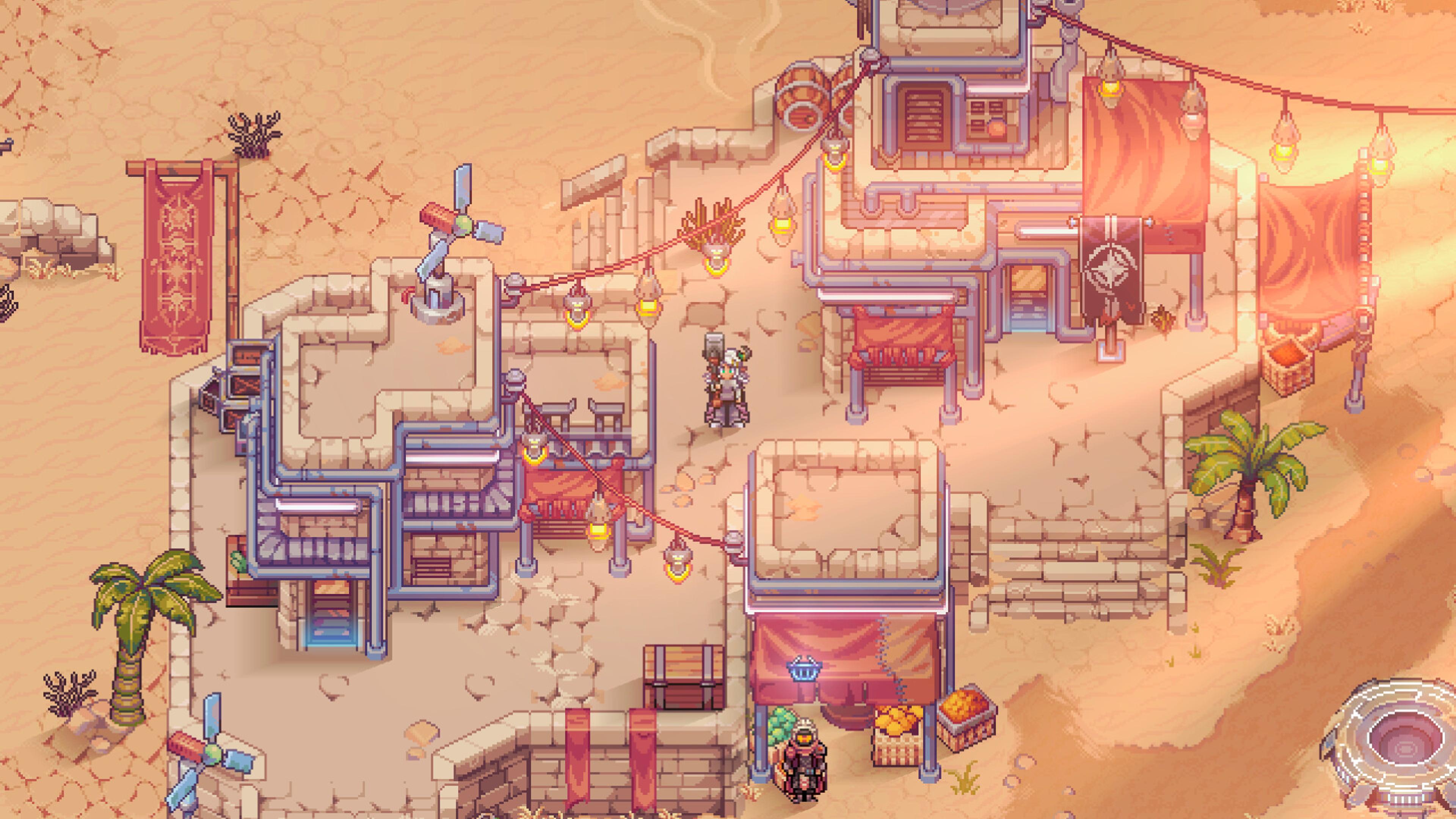 A desert outpost at golden hour in Soulbound: Online. Screenshot: SpiderWare.