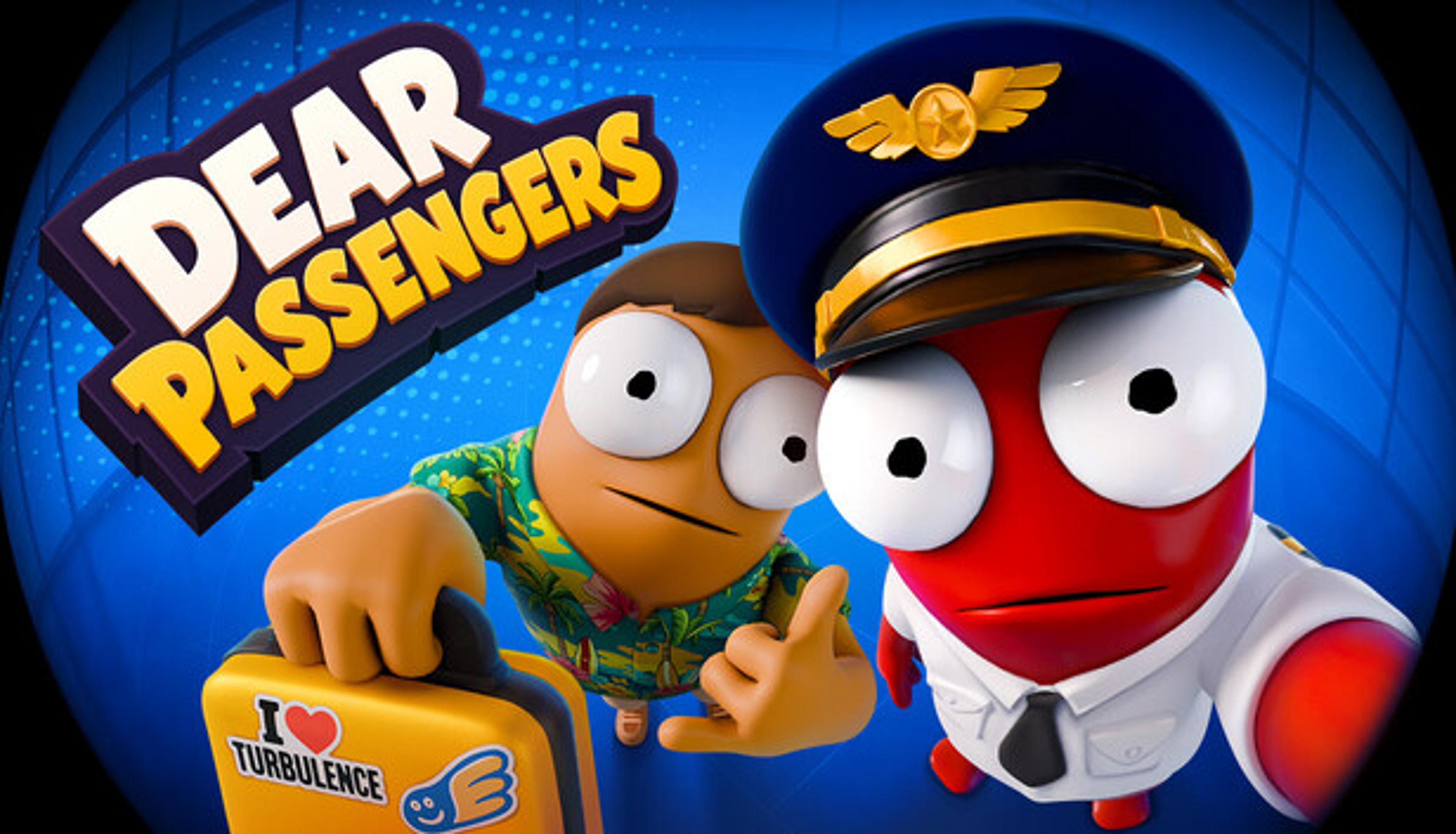 Dear Passengers official Steam art, two cartoon airline crew looking alarmed (FLEXUS)