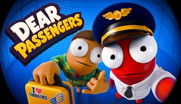 Dear Passengers official Steam art, two cartoon airline crew looking alarmed (FLEXUS)