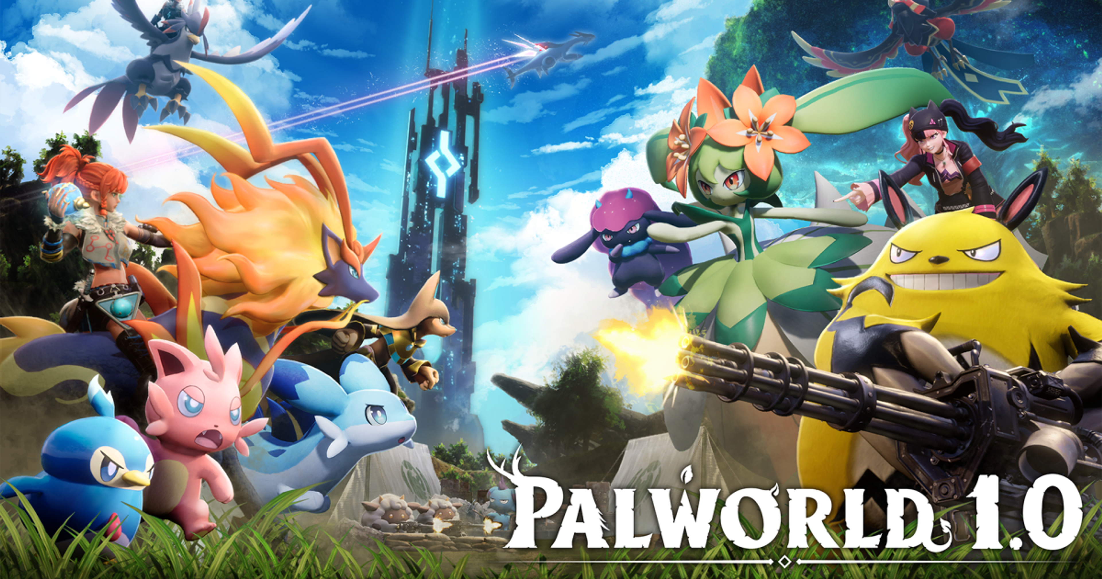 Official Palworld 1.0 launch promotional artwork from Pocketpair