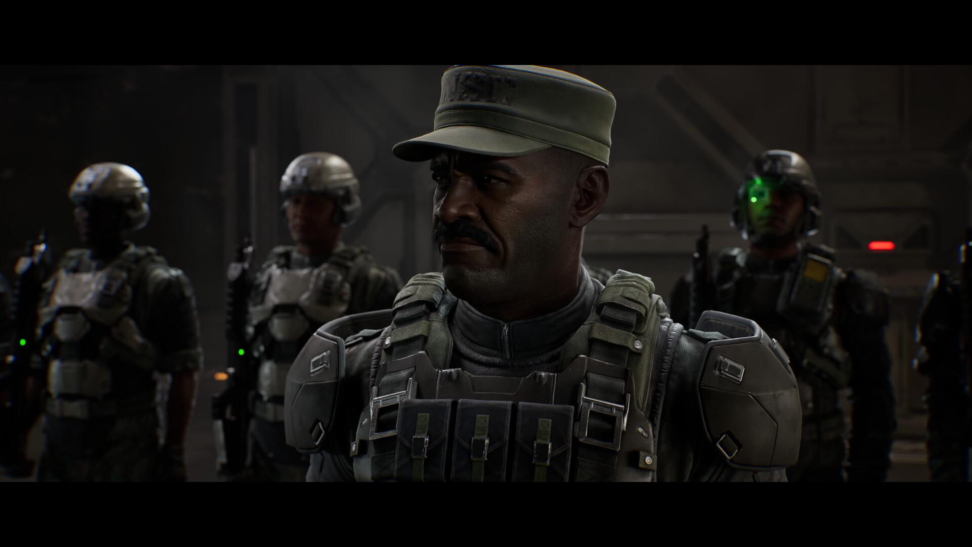 Keston John takes over as Sergeant Johnson following David Scully’s retirement, fronting a marine cast with a lot more to say this time. Screenshot via Steam / Halo Studios
