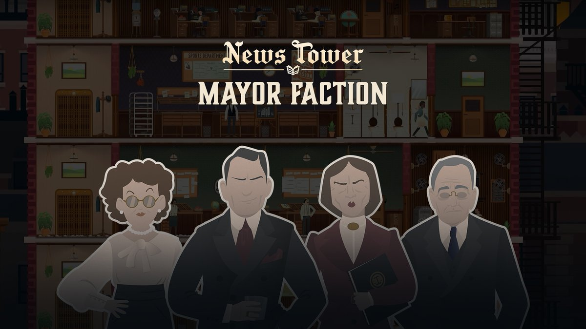 The Mayor Faction screen showing four silhouetted political figures