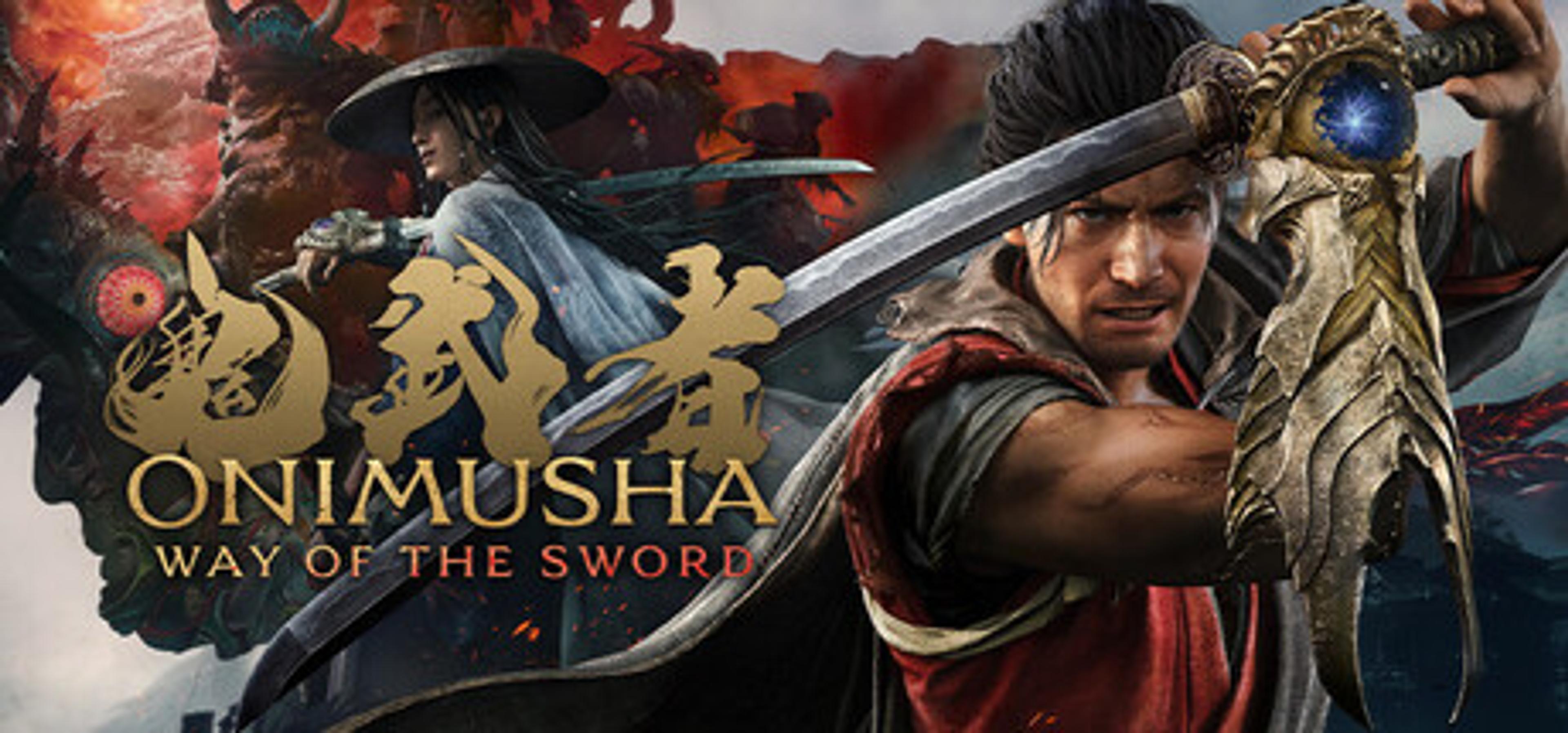 Onimusha: Way of the Sword official Steam art, a samurai raising a glowing blade (Capcom)
