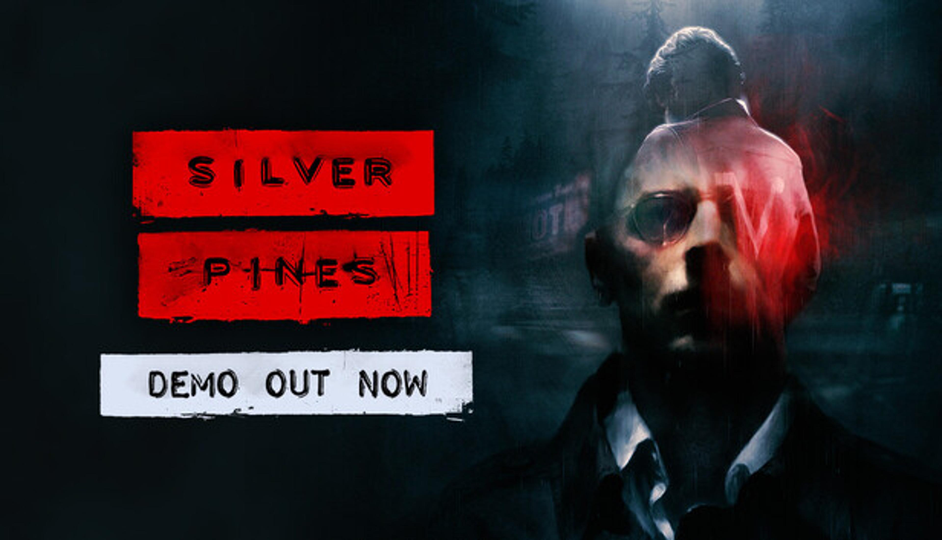 Silver Pines official Steam art, detective Red Walker in sunglasses under red title cards (Wych Elm / Team17)
