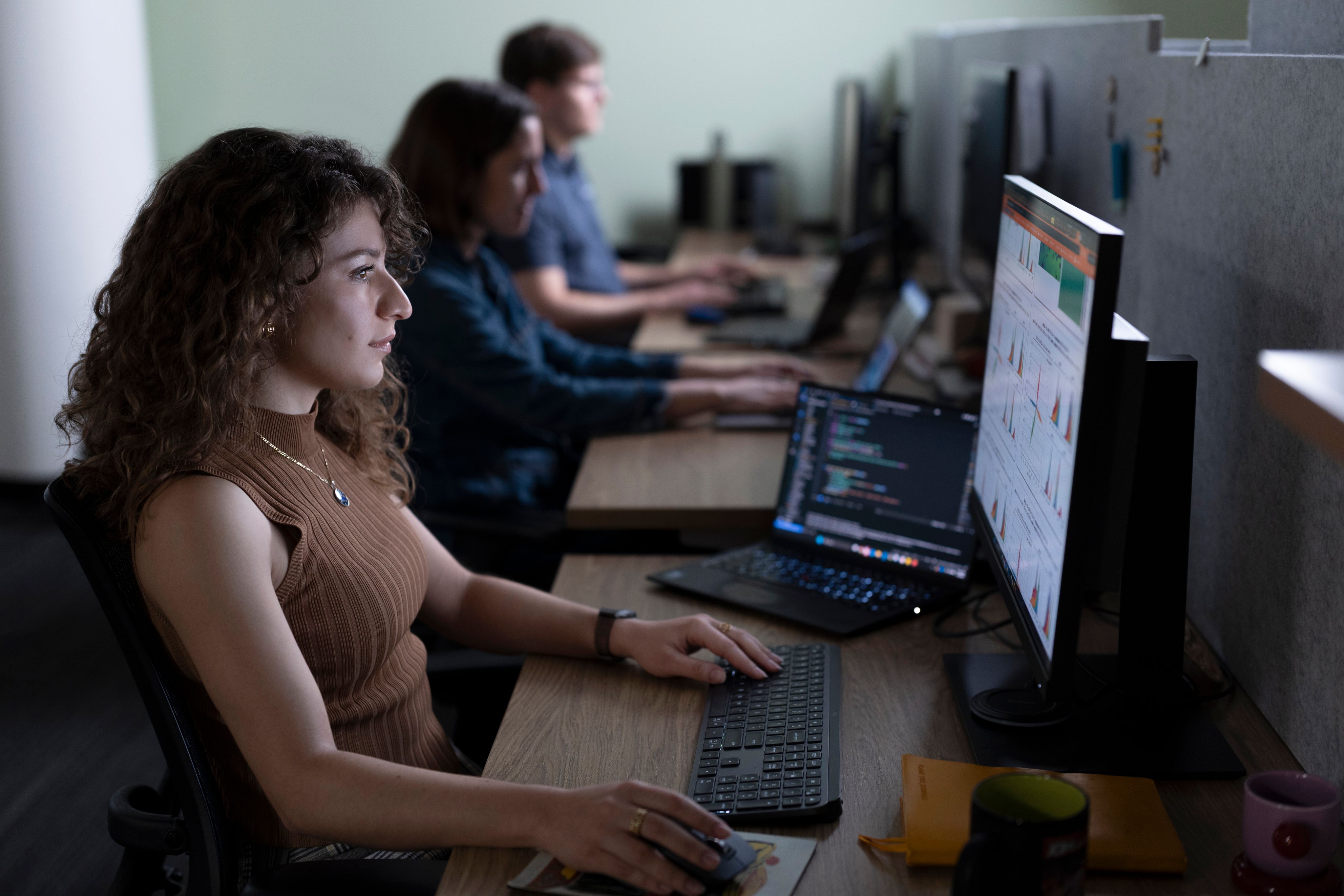 People working in a computer lab
