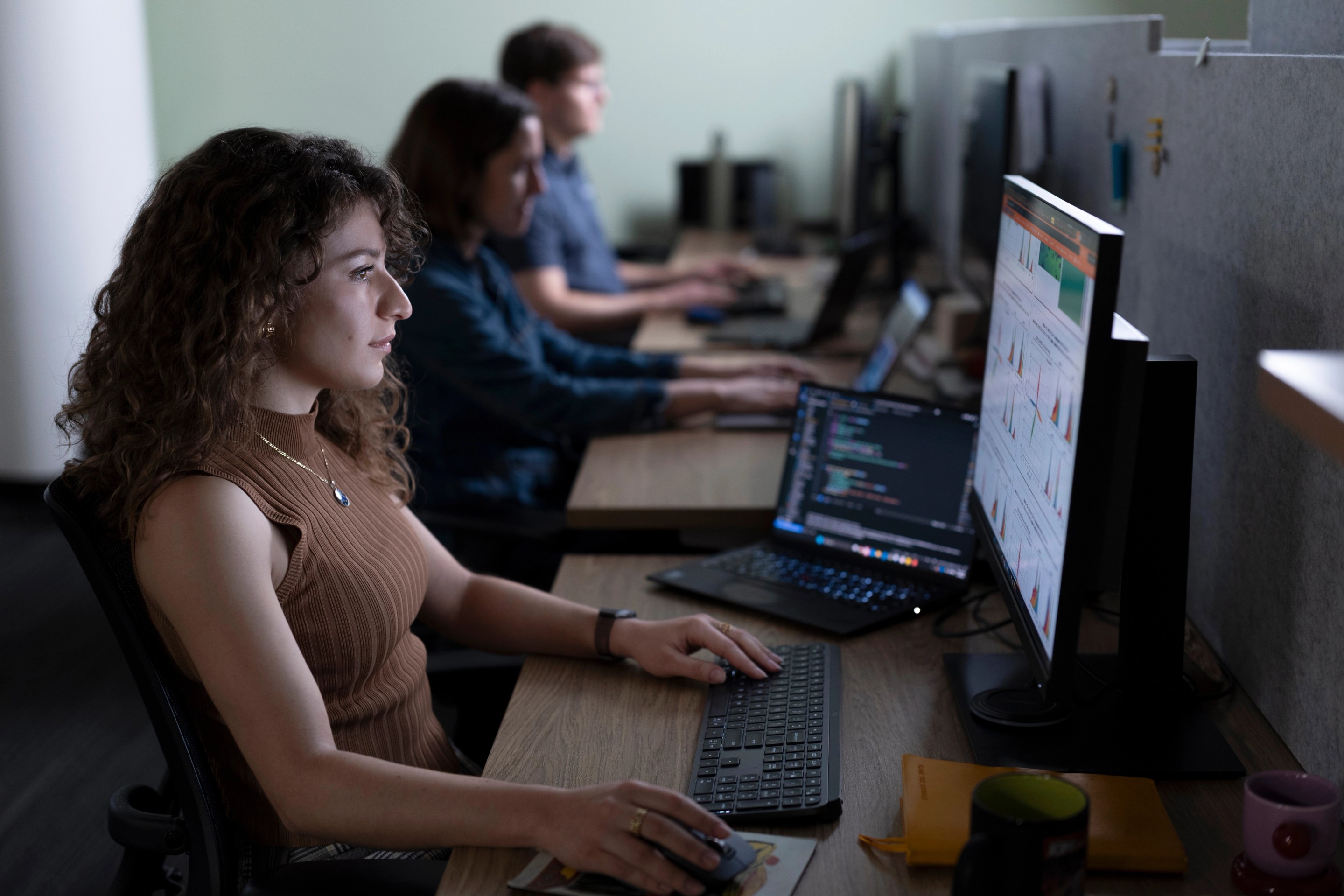 People working in a computer lab